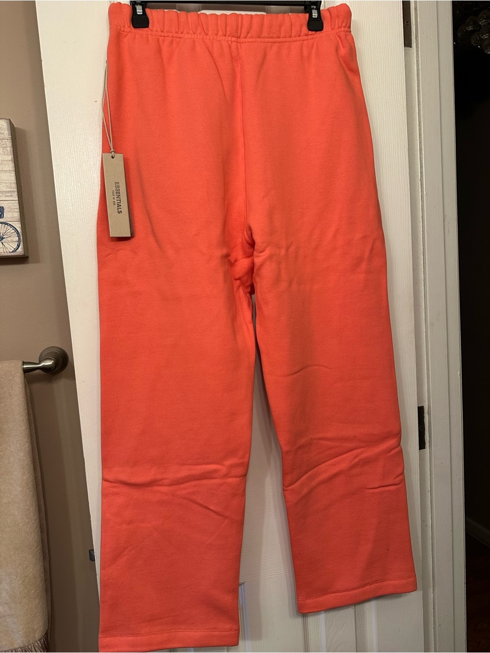 ESSENTIALS Coral Orange Fleece Sweatpants wide leg - Picture 2 of 4
